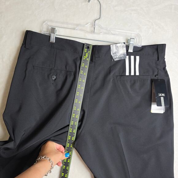 Adidas 38×32 NWT 3 Stripes pants BlacknWhite Flat front GolfCasual ActiveOutdoor - Picture 6 of 12